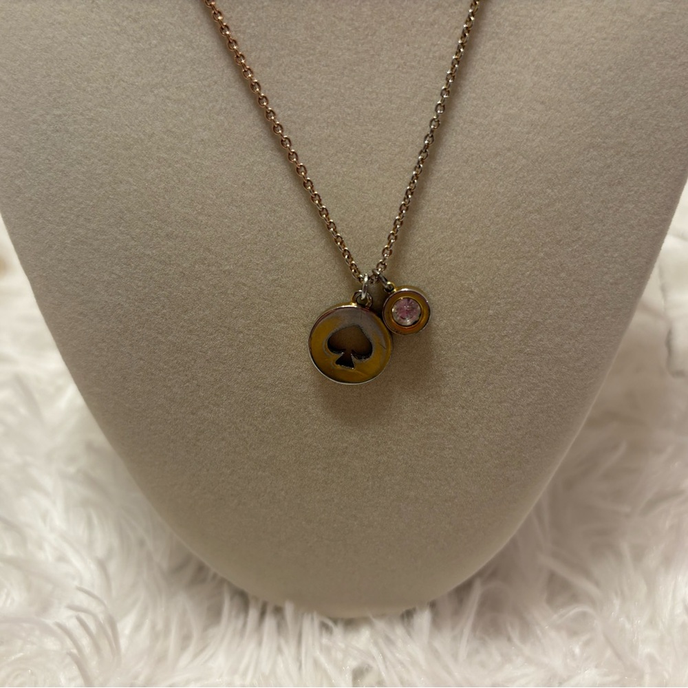 Chic Gold Necklace with Pink Gemstone by [Brand]